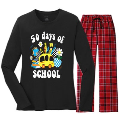 50 days of school 50th day of school Women's Long Sleeve Flannel Pajama Set 