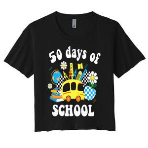 50 days of school 50th day of school Women's Crop Top Tee