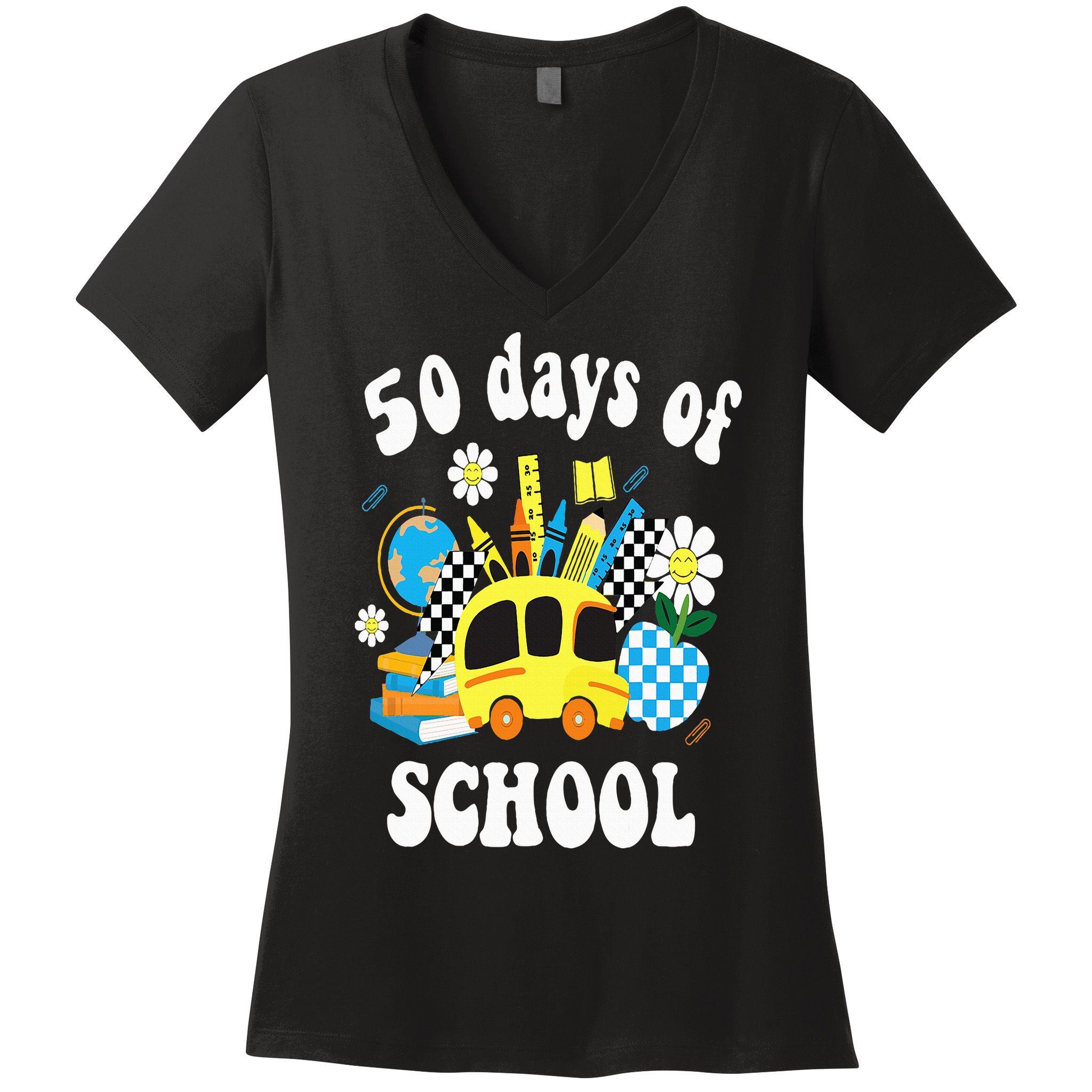 50 days of school 50th day of school Women's V-Neck T-Shirt