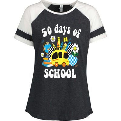 50 days of school 50th day of school Enza Ladies Jersey Colorblock Tee