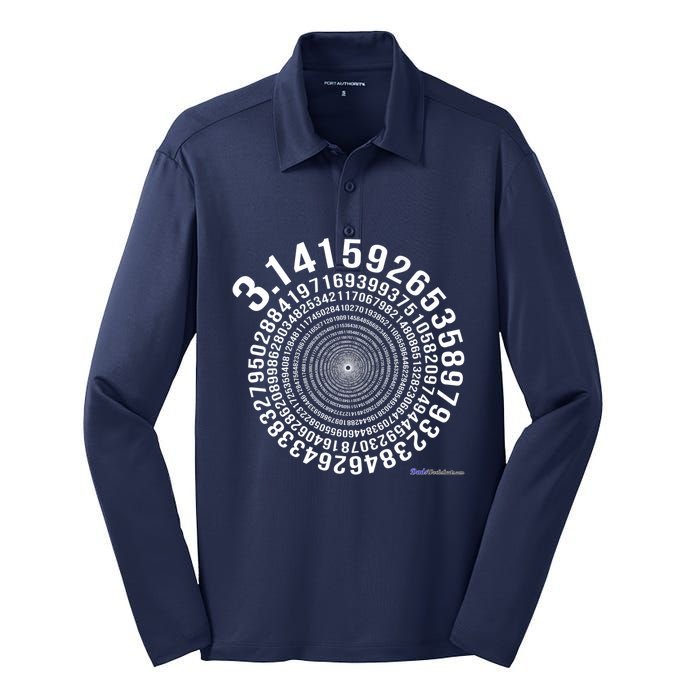 5,000 Digit Pi Day Spiral Silk Touch Performance Long Sleeve Polo