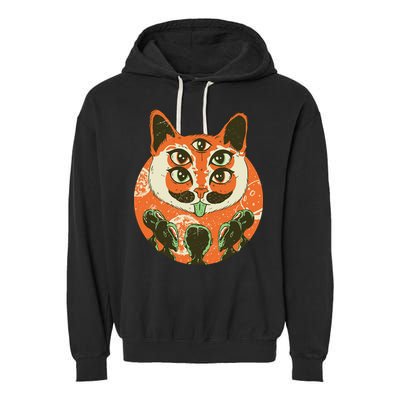 5 Eyed Alien Cat Garment-Dyed Fleece Hoodie