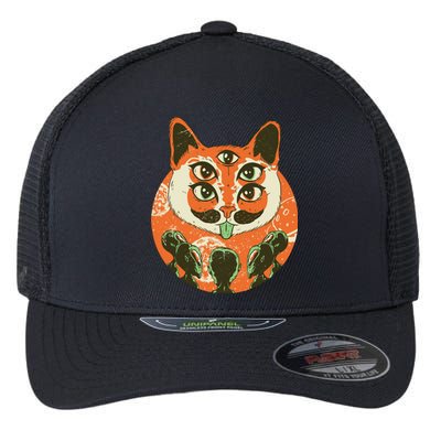 5 Eyed Alien Cat Flexfit Unipanel Trucker Cap