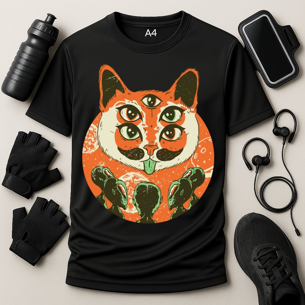 5 Eyed Alien Cat Cooling Performance Crew T-Shirt