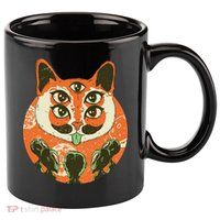 5 Eyed Alien Cat 11oz C Handle Ceramic Mug