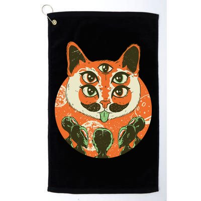 5 Eyed Alien Cat Golf Towel