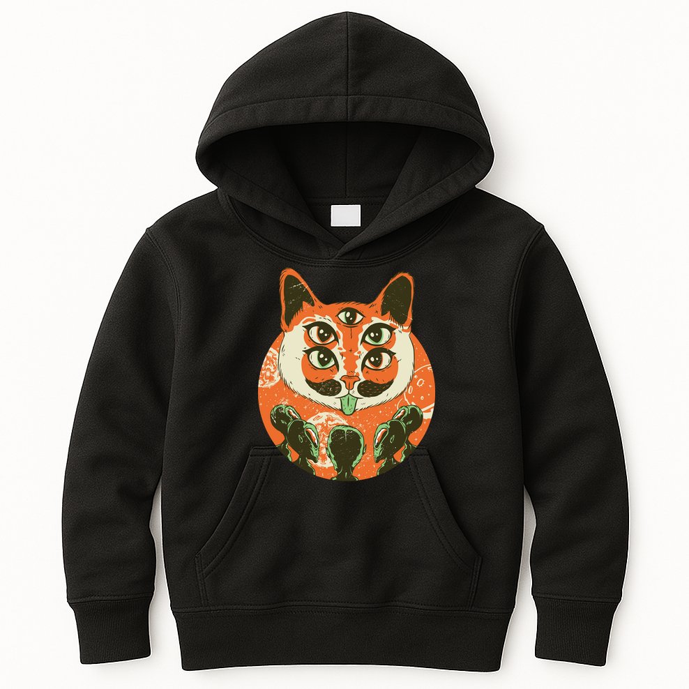 5 Eyed Alien Cat Kids Hoodie