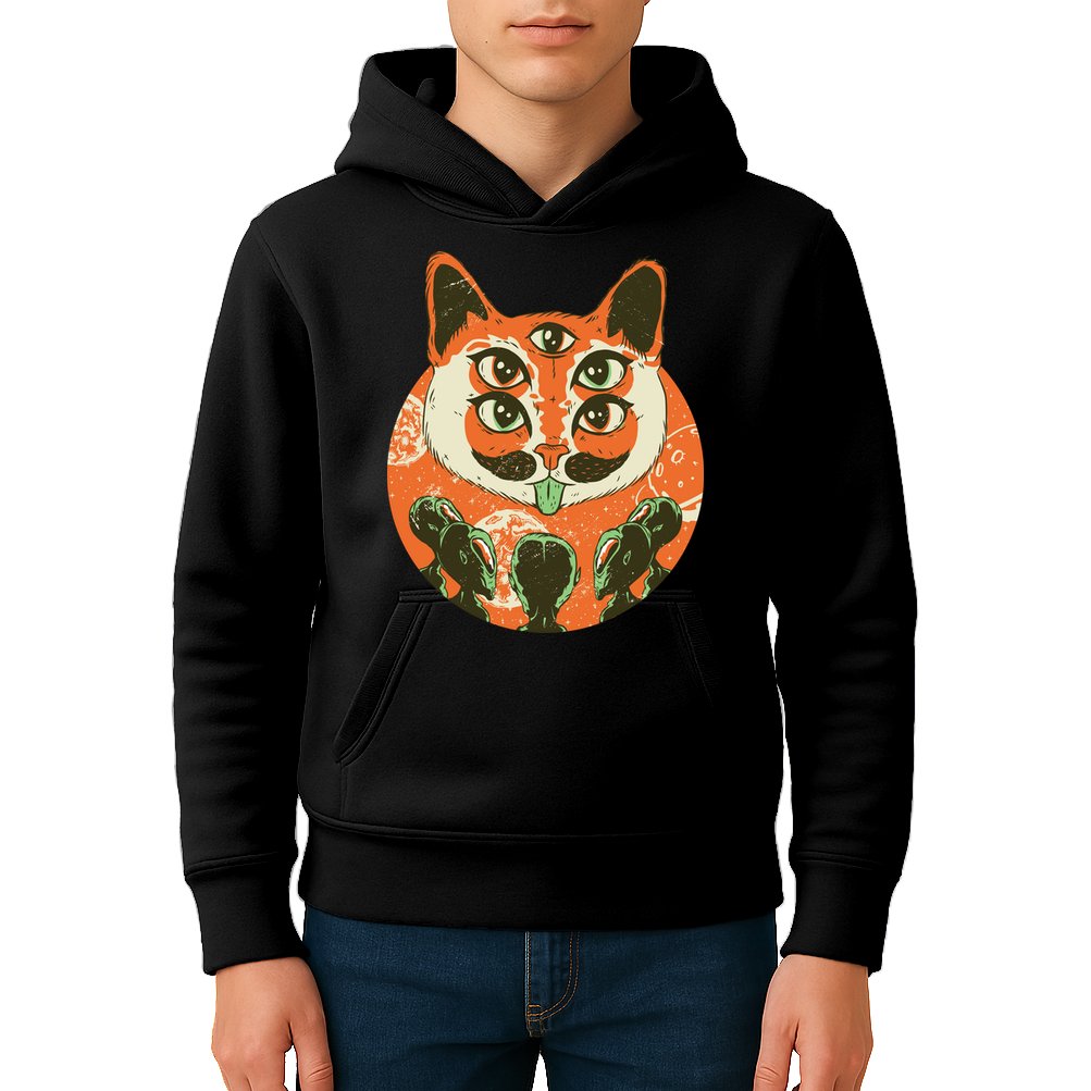 5 Eyed Alien Cat Kids Hoodie