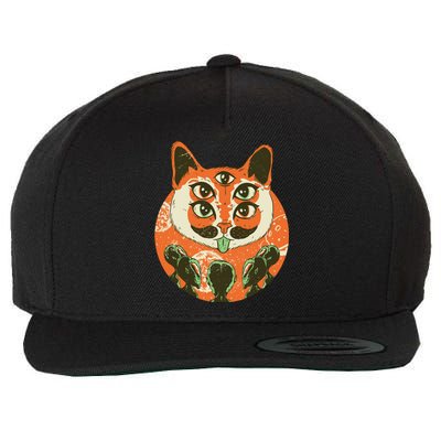 5 Eyed Alien Cat Wool Snapback Cap