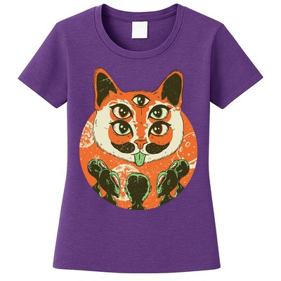 5 Eyed Alien Cat Womens T-Shirt