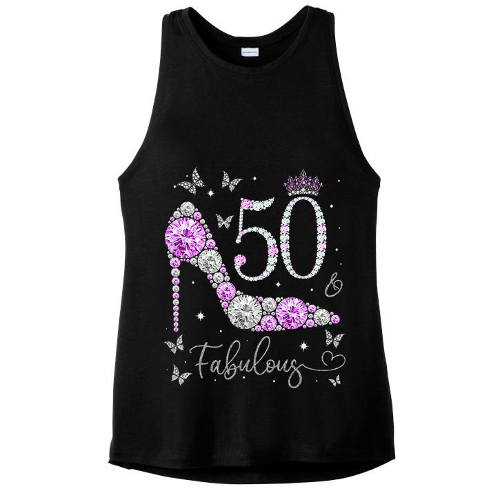 50 & Fabulous 50th Birthday 50 Years Old Ladies Ladies PosiCharge Tri-Blend Wicking Tank