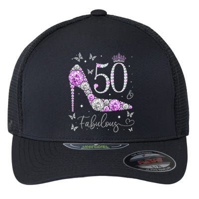 50 & Fabulous 50th Birthday 50 Years Old Ladies Flexfit Unipanel Trucker Cap