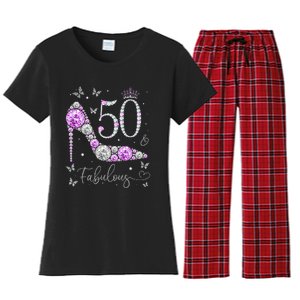 50 & Fabulous 50th Birthday 50 Years Old Ladies Women's Flannel Pajama Set