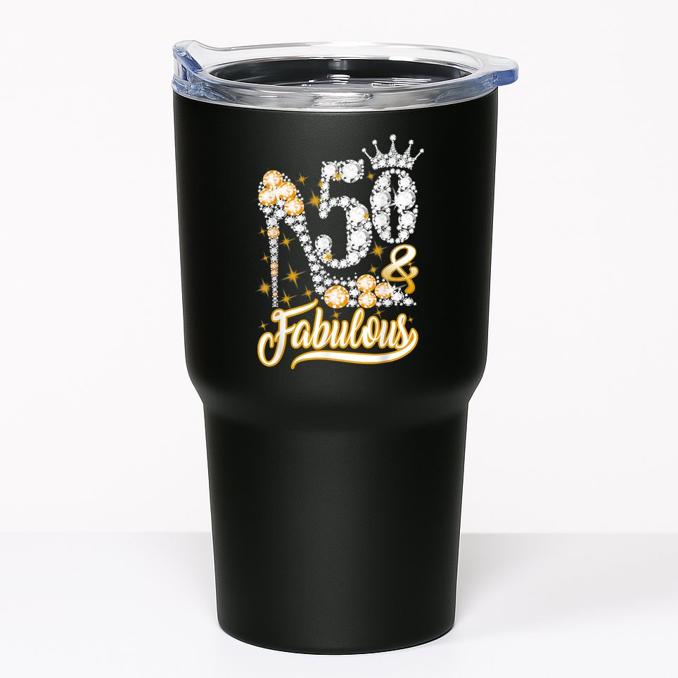 50 & Fabulous 50 Years Old 50th Birthday Diamond Crown Shoes Tumbler