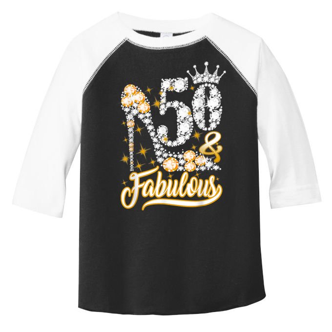 50 & Fabulous 50 Years Old 50th Birthday Diamond Crown Shoes Toddler Fine Jersey T-Shirt