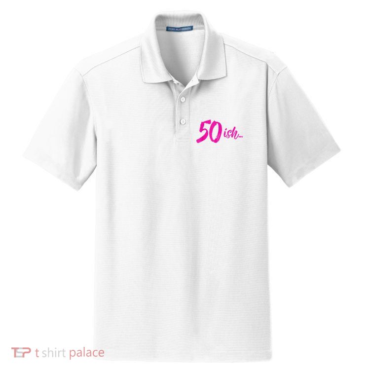 50ish Funny 50th Birthday Turning 50 Years Old Dry Zone Grid Polo