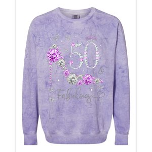 50 & Fabulous 50th Birthday 50 Years Old Ladies Colorblast Crewneck Sweatshirt