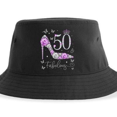 50 & Fabulous 50th Birthday 50 Years Old Ladies Sustainable Bucket Hat