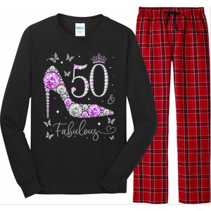 50 & Fabulous 50th Birthday 50 Years Old Ladies Long Sleeve Pajama Set