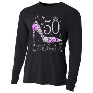 50 & Fabulous 50th Birthday 50 Years Old Ladies Cooling Performance Long Sleeve Crew