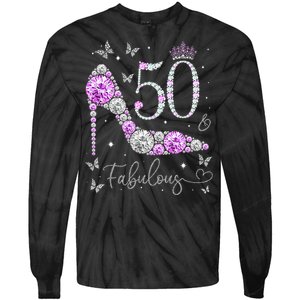 50 & Fabulous 50th Birthday 50 Years Old Ladies Tie-Dye Long Sleeve Shirt