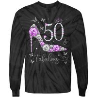 50 & Fabulous 50th Birthday 50 Years Old Ladies Tie-Dye Long Sleeve Shirt