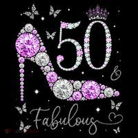 50 & Fabulous 50th Birthday 50 Years Old Ladies Women's V-Neck T-Shirt