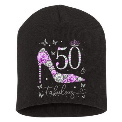 50 & Fabulous 50th Birthday 50 Years Old Ladies Short Acrylic Beanie