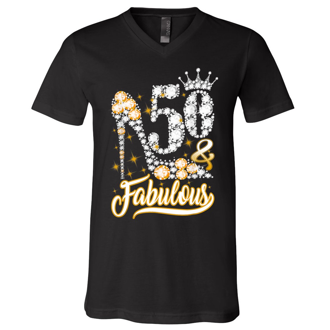 50 & Fabulous 50 Years Old 50th Birthday Diamond Crown Shoes V-Neck T-Shirt