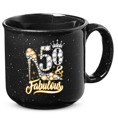 50 & Fabulous 50 Years Old 50th Birthday Diamond Crown Shoes 15oz Campfire Ceramic Mug