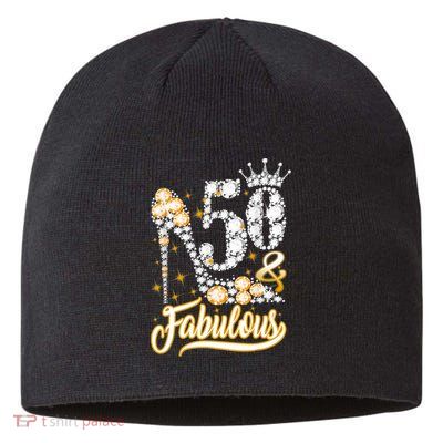 50 & Fabulous 50 Years Old 50th Birthday Diamond Crown Shoes Sustainable Beanie