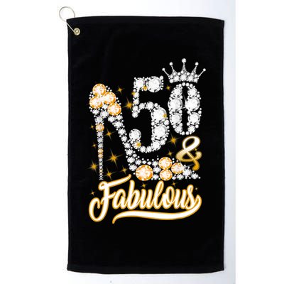 50 & Fabulous 50 Years Old 50th Birthday Diamond Crown Shoes Golf Towel