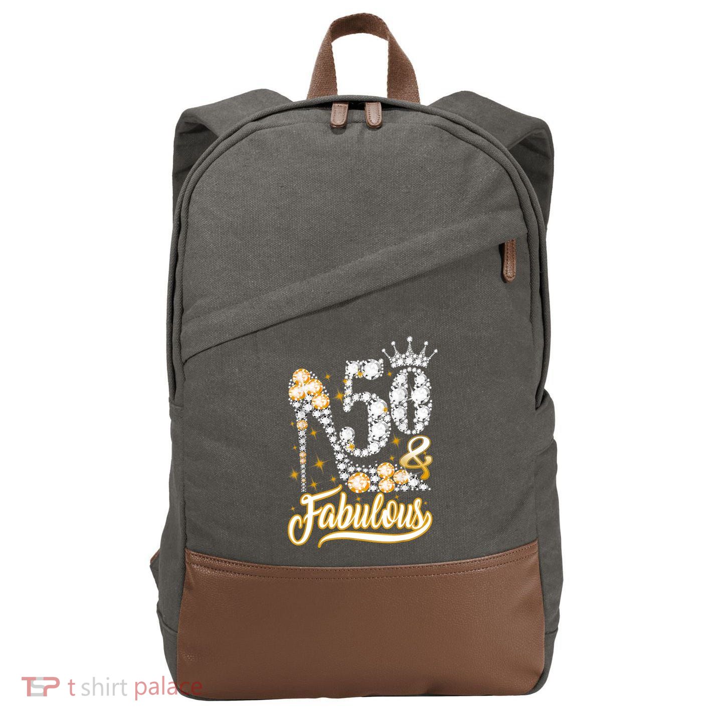 50 & Fabulous 50 Years Old 50th Birthday Diamond Crown Shoes Cotton Canvas Backpack