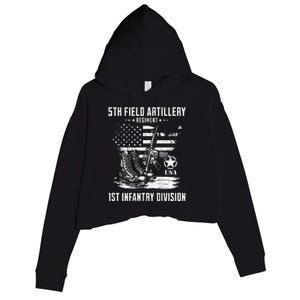 5th Field Artillery Regiment Veteran Military Distressed Crop Fleece Hoodie