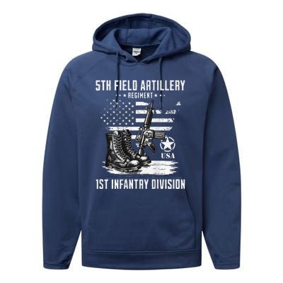 5th Field Artillery Regiment Veteran Military Distressed Performance Fleece Hoodie