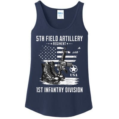 5th Field Artillery Regiment Veteran Military Distressed Ladies Essential Tank