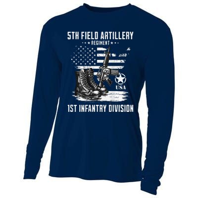 5th Field Artillery Regiment Veteran Military Distressed Cooling Performance Long Sleeve Crew