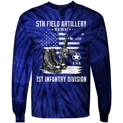 5th Field Artillery Regiment Veteran Military Distressed Tie-Dye Long Sleeve Shirt