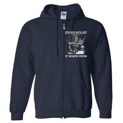 5th Field Artillery Regiment Veteran Military Distressed Full Zip Hoodie