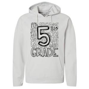 5th Fifth Grade Typography Team Teacher Back To School Performance Fleece Hoodie