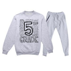 5th Fifth Grade Typography Team Teacher Back To School Premium Crewneck Sweatsuit Set