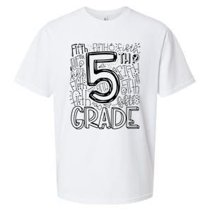 5th Fifth Grade Typography Team Teacher Back To School Sueded Cloud Jersey T-Shirt