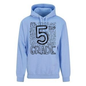 5th Fifth Grade Typography Team Teacher Back To School Unisex Surf Hoodie