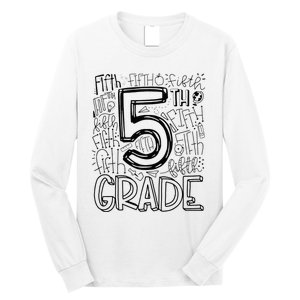 5th Fifth Grade Typography Team Teacher Back To School Long Sleeve Shirt