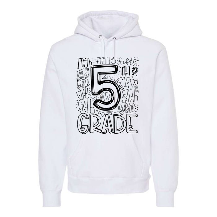 5th Fifth Grade Typography Team Teacher Back To School Premium Hoodie