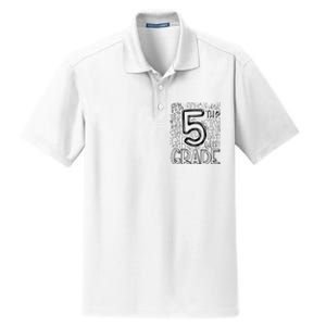 5th Fifth Grade Typography Team Teacher Back To School Dry Zone Grid Polo