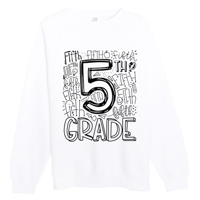 5th Fifth Grade Typography Team Teacher Back To School Premium Crewneck Sweatshirt