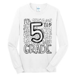 5th Fifth Grade Typography Team Teacher Back To School Tall Long Sleeve T-Shirt