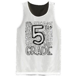 5th Fifth Grade Typography Team Teacher Back To School Mesh Reversible Basketball Jersey Tank