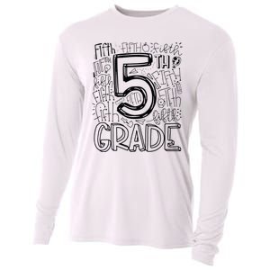 5th Fifth Grade Typography Team Teacher Back To School Cooling Performance Long Sleeve Crew